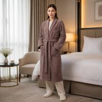 Peignoir de spa en coton peigné marron avec capuche, chaud et durable, pour sauna et sources chaudes, pour couple, avec ceinture, sur mesure
