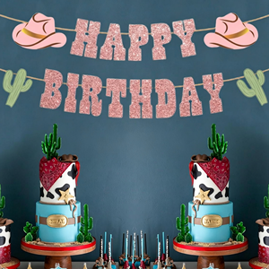 Guirnalda de Letras de Papel con Diseño de Vaquero del Oeste para Feliz Cumpleaños, 17 Piezas, Decoración para Fiestas de Niños y Niñas, Guirnalda Brillante al por Mayor - Product Image 5