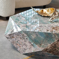 Table de centre moderne en pierre frittée de luxe contemporaine personnalisée Tables basses en marbre en forme de diamant pour le salon