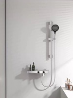 Pommeau de douche chromé double fonction de haute qualité avec jet pluie et cartouche céramique, ensemble de douche moderne en laiton pour baignoire