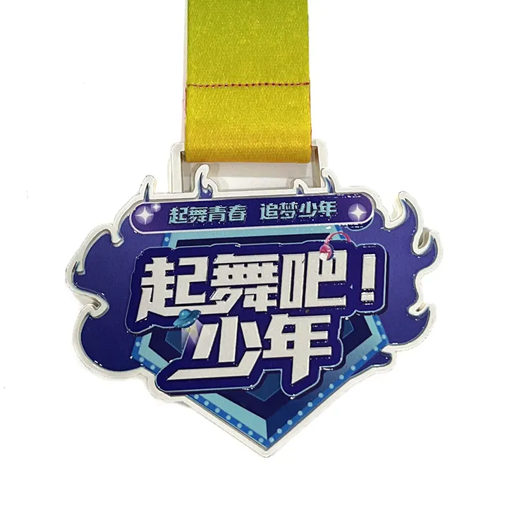 カスタムメイドのロゴ亜鉛合金シルバーエナメルメダリオンダイキャストフープダンス3Dアワードメタルストラップメダル