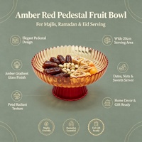 Bol à fruits en verre cannelé ambré sur piédestal, plat de service pour table à manger, décoration intérieure, centre de table de mariage, vente en gros, couleur personnalisée