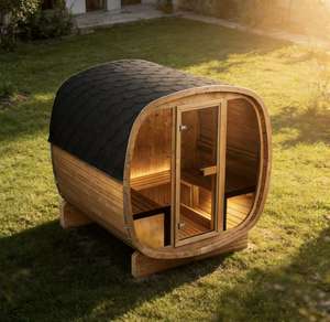 Sauna à vapeur carré en bois massif durable pour 4 personnes, pour la relaxation et l'équilibre intérieur - Product Image 2