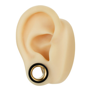 Gauges d'oreille bicolores en acier inoxydable |   Plugs d'oreille plaqués PVD noir et or, argent et or |   Bijoux pour le corps hypoallergéniques - Product Image 3