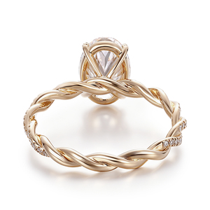 Anillo de compromiso con diamante ovalado de laboratorio de 2 quilates, oro amarillo macizo de 18k, anillo de diseño original de marca personalizada para mujer, anillo de joyería. - Product Image 2