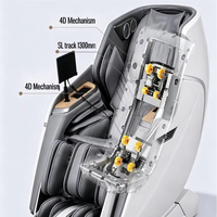 Fauteuil de massage haut de gamme 4D+4D avec style classique et stable, thérapie de chaleur profonde et chauffage intégral du corps, pour la maison et le bureau