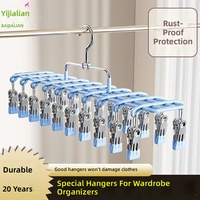 Séchoir à linge multifonctionnel en acier inoxydable avec 20 pinces, coupe-vent, pour balcon et usage domestique au sol