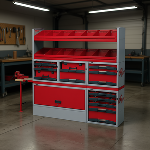 Armoire de rangement automobile 5006 A6 rouge et gris avec tiroirs et étagères pour usage en atelier - Product Image 3