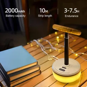 Лампа бюро современная беспроводная перезаряжаемая боковая Беспроводная флюоресцентная акриловая настольная лампа для кемпинга - Product Image 6