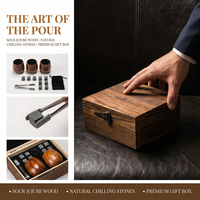 Verres à whisky en bois brûlé, fabriqués à la main, de qualité supérieure, 5 oz, style Old Fashioned, lot de 2 dans un coffret cadeau en bois