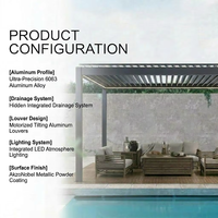 Moderner Aluminium-Pulverbeschichteter Outdoor-Pavillon mit Motorisiertem Lamellendach, Wasserdicht, Rostfrei, Maßgefertigt für Villa, Garten und Hinterhof