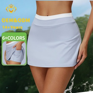 Jupe de tennis personnalisée à séchage rapide et respirante, jupe de golf taille haute côtelée deux pièces pour femme avec short SQ3129 - Product Image 1
