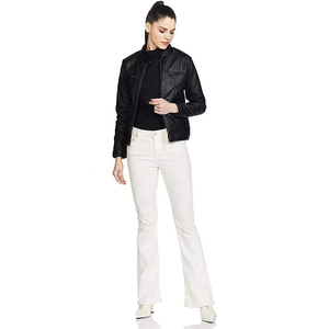 Veste en cuir véritable pour femme, style mode, vêtement d'extérieur, veste en cuir noir véritable souple pour les voyages décontractés et le quotidien - Product Image 3