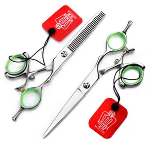 Профессиональные ножницы для волос 6,0/5,5 дюймов, высококачественные зеленые Летающие ножницы, плоские ножницы с зубцами, вращающаяся на 720 градусов ручка