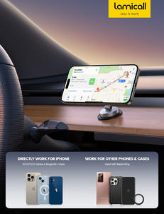 Support de téléphone magnétique <span class=keywords><strong>pour</strong></span> tableau de bord de voiture Lamicall STCD06, rotation à 360 degrés, base pivotante, <span class=keywords><strong>bras</strong></span> extensible pliable, aimant puissant - Product Image 2