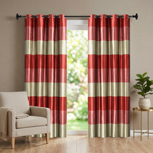 Cortinas a Cuadros Rojas y Beige con Ojales para Sala de Estar, Estilo Moderno Rústico, Cortinas Largas para Ventana - Product Image 5
