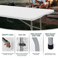Tables pliantes d'extérieur en aluminium portables fabriquées en usine pour le camping, les fêtes, les mariages. Matériaux et dimensions personnalisables. Utilisation en toutes saisons.