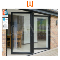 Portes pliantes horizontales en aluminium à double vitrage pour balcon extérieur, vente en gros