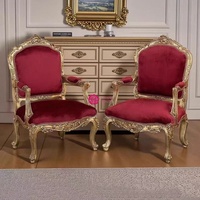 Fauteuil d'appoint Yicheng en bois massif vieilli, style français de luxe, sculpté, pour salon et zone de négociation