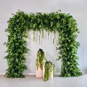Hot Sell Customized 8ft*8ft Green Plant Wedding <b>Backdrop</b> Artificial Greenery Green Leaves Arch for Wedding Entrance Decoration - Product Image 2