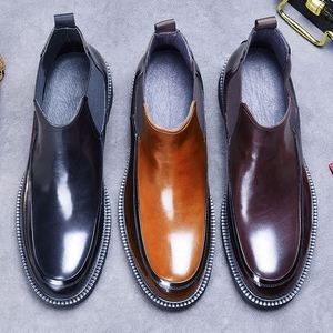 2025 European American Plus Size Men's Formal Business Winter Autumn Ankle Square Lightweight Slip-On Breathable Patent - Product Image 1