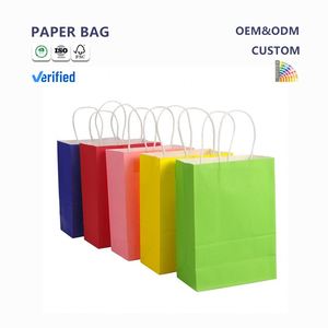 Custom Logo Printed Kraft <b>Paper</b> Tote Bags for Coffee Takeaway & Clothing Shopping for Gift Packaging & Promotional Purposes - Product Image 1