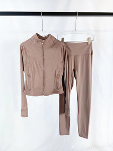 Crop <span class=keywords><strong>top</strong></span> <span class=keywords><strong>sport</strong></span> amincissant à séchage rapide et respirant, ensemble <span class=keywords><strong>de</strong></span> yoga pour femme, veste courte + leggings, leggings <span class=keywords><strong>de</strong></span> yoga taille haute - Product Image 5