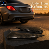Mercedes W205 Classe C 4 portes, pare-chocs arrière, décoration latérale en fibre de carbone, ensemble de 5 pièces, C200 C300 C63 C63S 2015-2021, adhésif 3M
