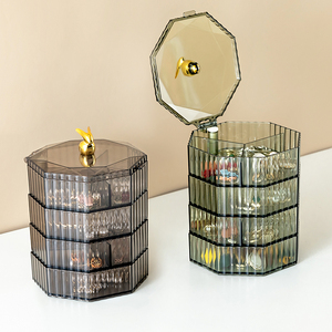 Jewelry Box Storage Organizer With <b>Mirror</b> And Compartments For Earrings Necklaces Hairpins And Accessories - Product Image 1