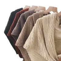 Écharpe-cape en laine tricotée unie pour femme, double usage, châle triangulaire pour l'automne et l'hiver