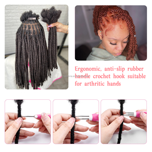 Ensemble d'Aiguilles à Crochet en Acier Inoxydable, Manche Ergonomique en Caoutchouc, Crochets pour Dreadlocks, Cheveux et Accrochage - Product Image 5