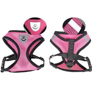 Harness Anjing Bahan Jaring Bernapas Murah Berkualitas Pabrik, Set Tali Pengikat dan Harness Warna Solid dengan Fitur Reflektif, Rompi Hewan Peliharaan Berbulu - Product Image 2