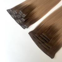 Extensions capillaires Remy vierges à clips invisibles, 100 % cheveux humains, tissage double drawn de luxe européen, permanentées
