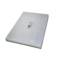 Caja de regalo magnética de lujo personalizable con logotipo impreso en color plateado, embalaje moderno para aplicaciones de marca premium