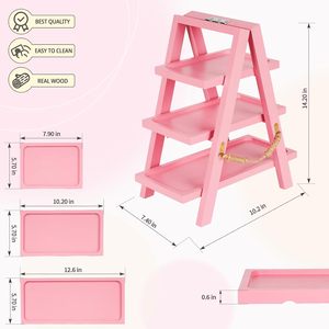 Support à cupcakes pliable en bois à 3 niveaux, style vintage, écologique, pour la présentation des desserts - Product Image 3