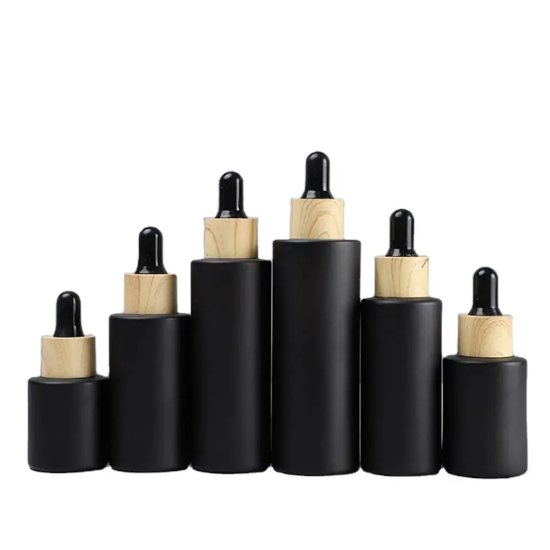 5ml 10ml 20ml 30ml 50ml 100ml 120ml matte frosted black glass dropper bottle essential oil bottles