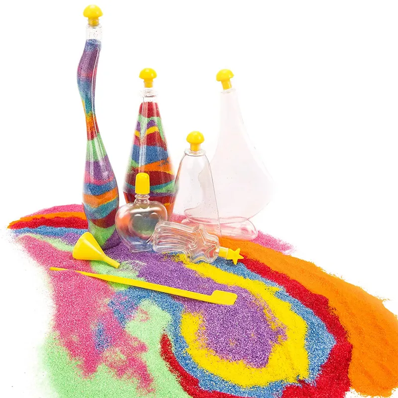 Amazonベストセラーstem toys children arts and crafts glow in the dark sand art bottles and necklace sand art kit for kids