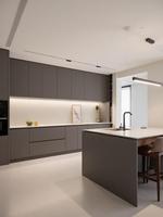 Armoires sur mesure en contreplaqué haut de gamme : bois mélaminé, bois, design moderne de cuisine de villa