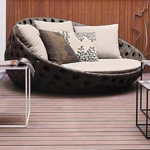 <span class=keywords><strong>Tumbona</strong></span> de mimbre redonda para exteriores creativa nórdica moderna inspirada en el diseño de jaula de pájaros para patio, playa o jardín, terraza - Product Image 4