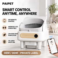 PAIPET Bac à litière automatique intelligent autonettoyant pour chat avec contrôle par application, grande poubelle, contrôle des odeurs, vente en gros OEM