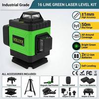360 °   Niveau laser vert 3D rotatif à 16 lignes, outil de marquage professionnel pour la construction en extérieur, kit de niveau laser à batterie au lithium