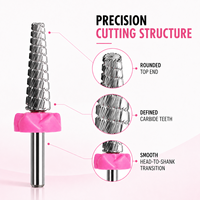 Forets à ongles en carbure de tungstène, forme conique, outil de manucure pour retirer rapidement le gel, forets à ongles avec logo personnalisé