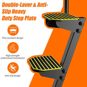 Scala per barche a 4 gradini con manico per barche antiscivolo, misure universali per rimorchi per bassi/pontoni, - Product Image 3