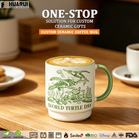 Tasses à café en céramique empilables à thème océanique avec motif de tortue de mer imprimé sur mesure, articles cadeaux souvenirs, tasse en porcelaine