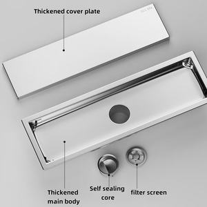 Piège de salle de bain moderne long siphon de sol linéaire en acier inoxydable couverture réversible carrelage insérer douche linéaire anti-odeur siphon de sol - Product Image 6