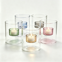 Support de bougie flottante en verre transparent de luxe, coupe-vent, pour bougies chauffe-plat, pot à bougie cylindrique pour la décoration de la maison et de mariage