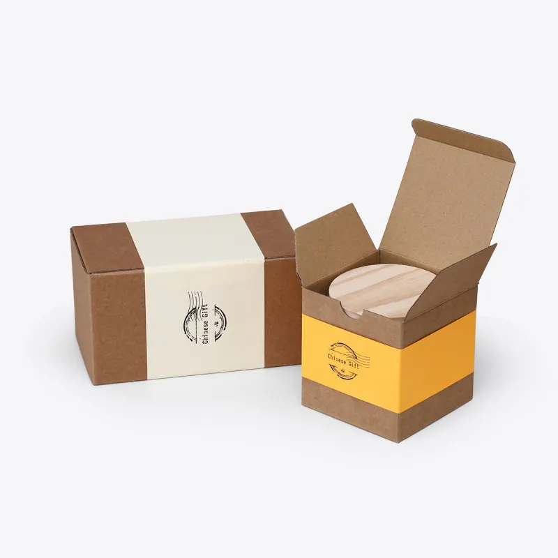 ब्राउन क्राफ्ट पेपर कस्टम नालीदार उपहार बक्से चाय/शहद/खाद्य पैकेजिंग के साथ लोगो आस्तीन