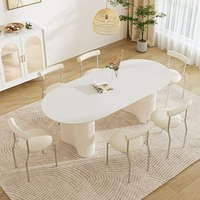 Ensemble de table à manger en marbre, plateau rectangulaire en pierre frittée, base en métal, mobilier de salle à manger élégant pour hôtel, restaurant