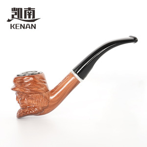 Kenan Carved Resin Lion Head Pipe Bent Type With Removable Filter For Tobacco Use - Product Image 1