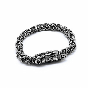 Yunnique Pulsera de acero de titanio con calavera de serpiente para hombre, cierre magnético, regalo del zodiaco animal, joyería - Product Image 5
